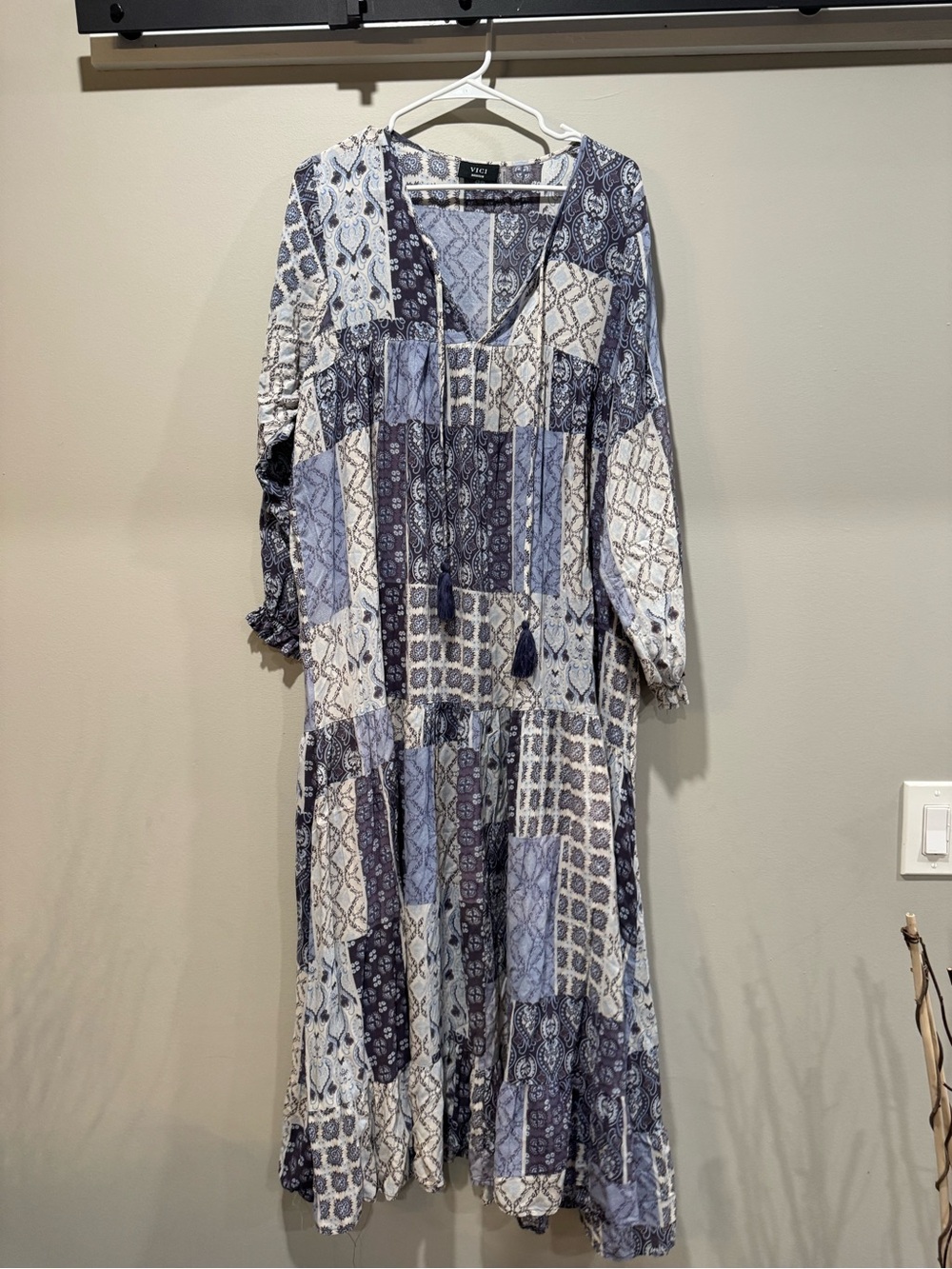 VICI Blue Patchwork Paisley Boho Maxi Dress M